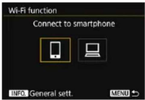 Wi-Fi function Connect to smartphone INFO. General sett. MENU
