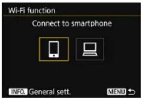 Wi-Fi function Connect to smartphone INFO. General sett. MENU