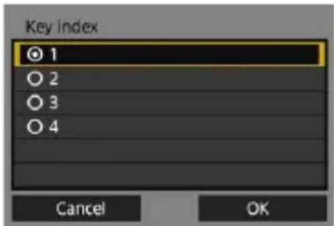 Key Index ○ 1 ○ 2 ○ 3 ○ 4 Cancel OK