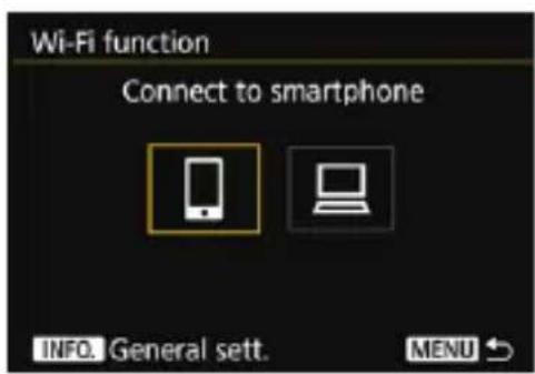 Wi-Fi function Connect to smartphone INFO. General sett. MENU