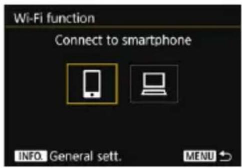 Wi-Fi function Connect to smartphone INFO. General sett. MENU