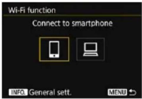 Wi-Fi function Connect to smartphone INFO. General sett. MENU ↕
