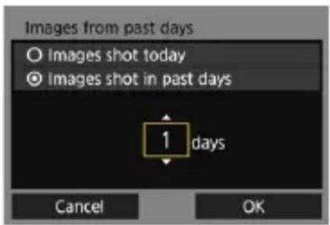 Images from past days Images shot today Images shot in past days 1 days Cancel OK