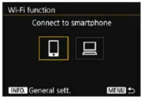 Wi-Fi function Connect to smartphone INFO. General sett. MENU