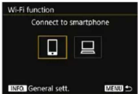 Wi-Fi function Connect to smartphone INFO. General sett. MENU