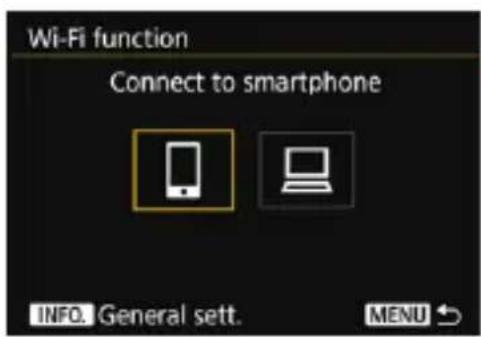 Wi-Fi function Connect to smartphone INFO. General sett. MENU