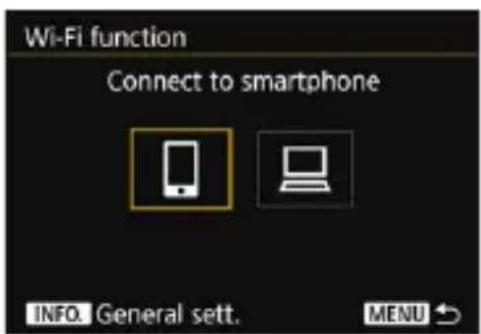 Wi-Fi function Connect to smartphone INFO. General sett. MENU