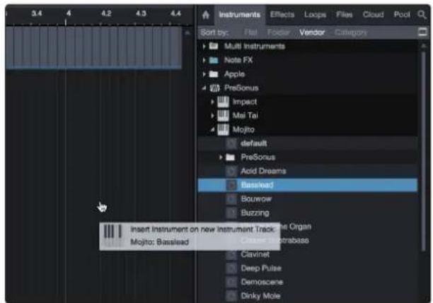 PRESONUS ioStation 24c - Virtuelle Instrumente per Drag-and-Drop hinzufügen - 1
