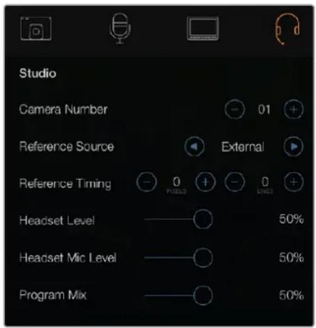 Blackmagic Design Studio Camera HD 2 - Paramètres du menu studio - 1