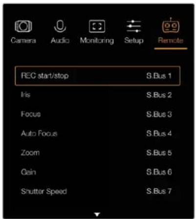 Blackmagic Design Studio Camera HD 2 - Paramètres du réglage à distance (remote) - 1