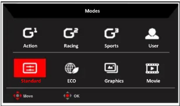 ACER Predator Z1 Z271T01 - Hot key1 (default: Game mode) - 1