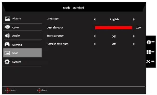 ACER Predator Z1 Z271T01 - OSD - 1