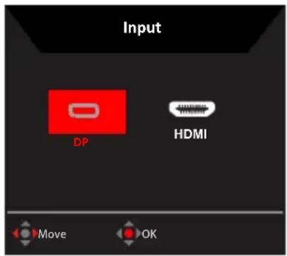 ACER Predator Z1 Z271T01 - Selecting the input - 1