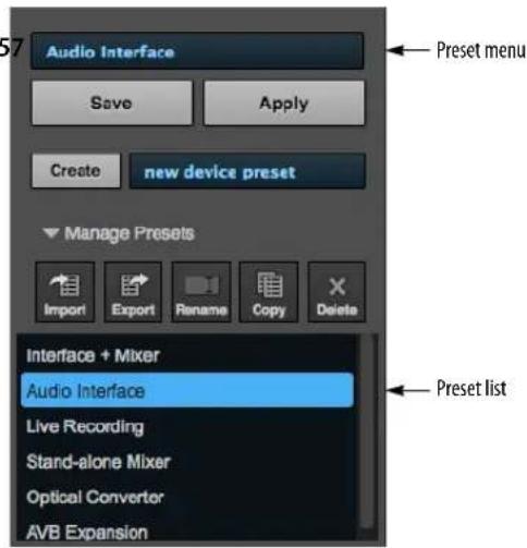 MOTU 828es - CREATE AND MANAGE PRESETS - 1