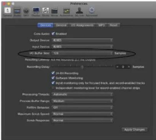 MOTU 828es - Adjusting buffer size on macOS - 3