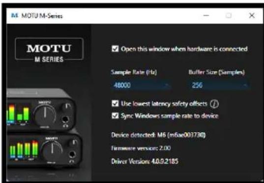 MOTU M2 - M SERIES CONTROL PANEL (WINDOWS ONLY) - 1