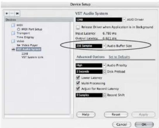 MOTU LP32 - Adjusting buffer size on Mac OS X - 2