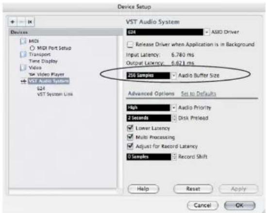 MOTU 624 - Adjusting buffer size on Mac OS X - 2