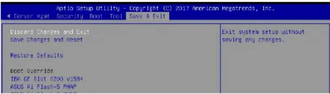 ASUS Z11PA-U12 - Save & Exit menu - 1