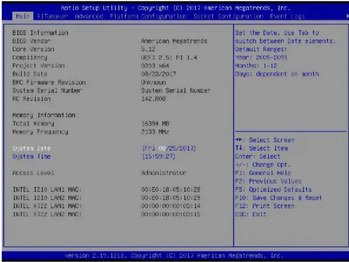ASUS Z11PA-U12 - Main menu - 1