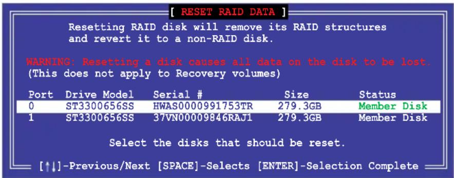 ASUS Z11PA-U12 - To reset a RAID set: - 1