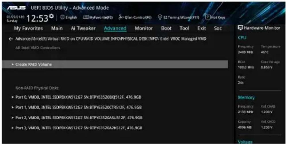 ASUS WS X299 SAGE - Intel® Virtual Raid on CPU in UEFI BIOS - 5