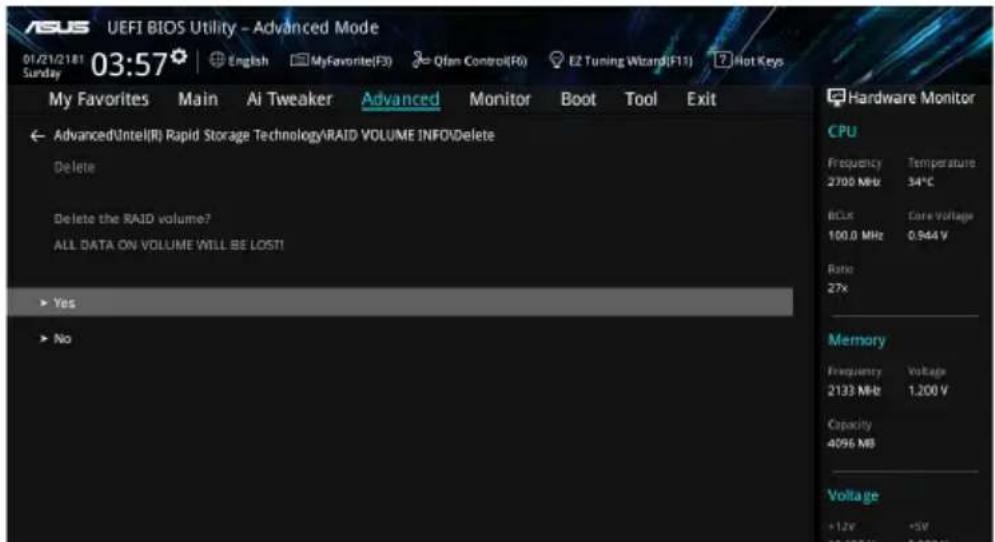 ASUS WS X299 SAGE - To delete a RAID set: - 2