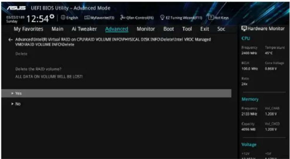 ASUS WS X299 SAGE - Deleting a RAID set - 3