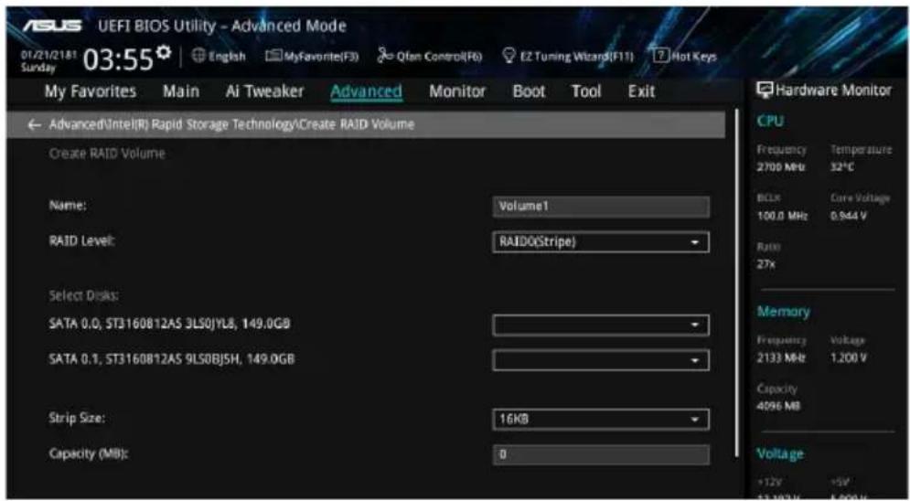 ASUS WS X299 SAGE - Creating a RAID set - 1