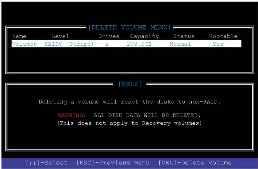 ASUS WS X299 SAGE - Deleting a RAID set - 2