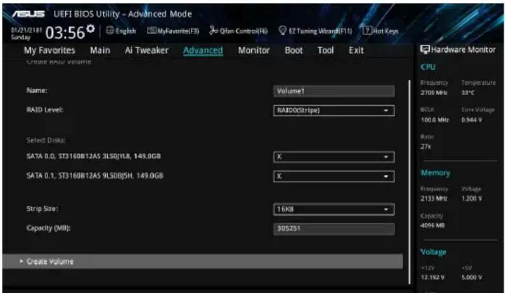 ASUS WS X299 SAGE - Creating a RAID set - 5