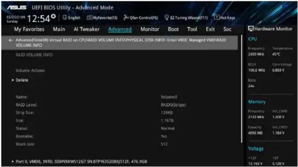 ASUS WS X299 SAGE - Deleting a RAID set - 2