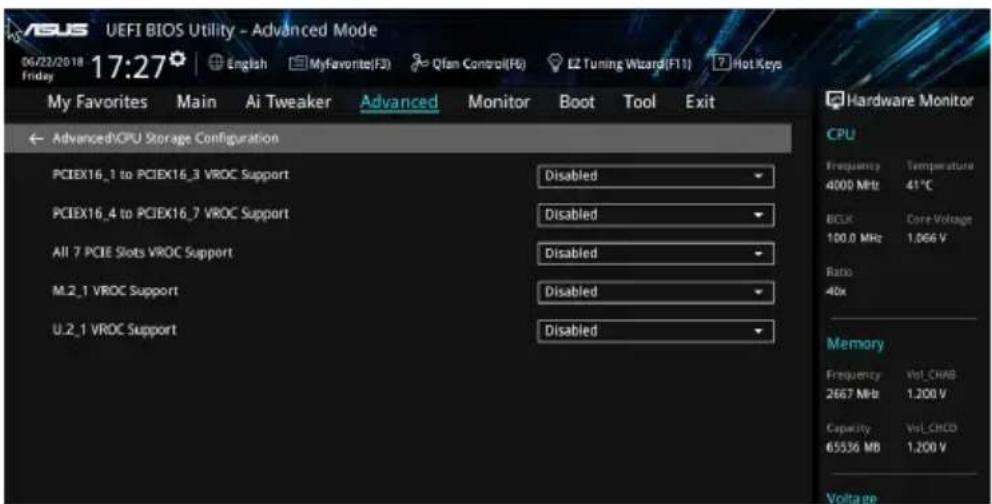 ASUS WS X299 SAGE - Intel® Virtual Raid on CPU in UEFI BIOS - 3