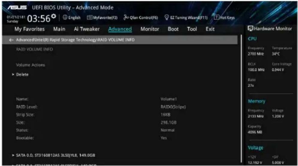 ASUS WS X299 SAGE - To delete a RAID set: - 1