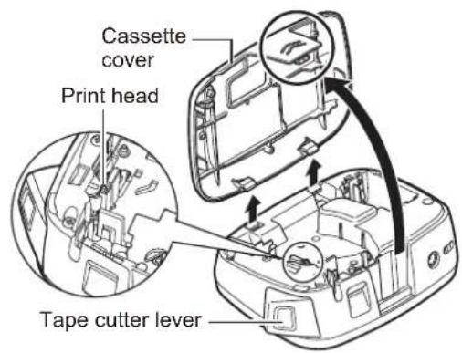 Cassette cover Print head Tape cutter lever