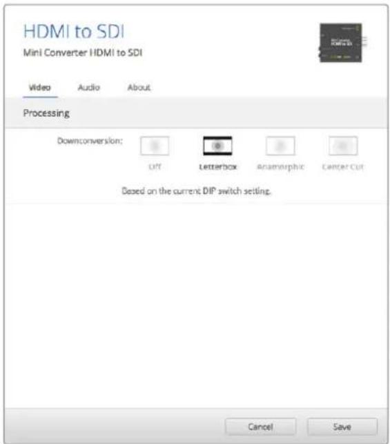 Blackmagic Design Mini Converter - 프로세싱(Processing) 메뉴 - 1