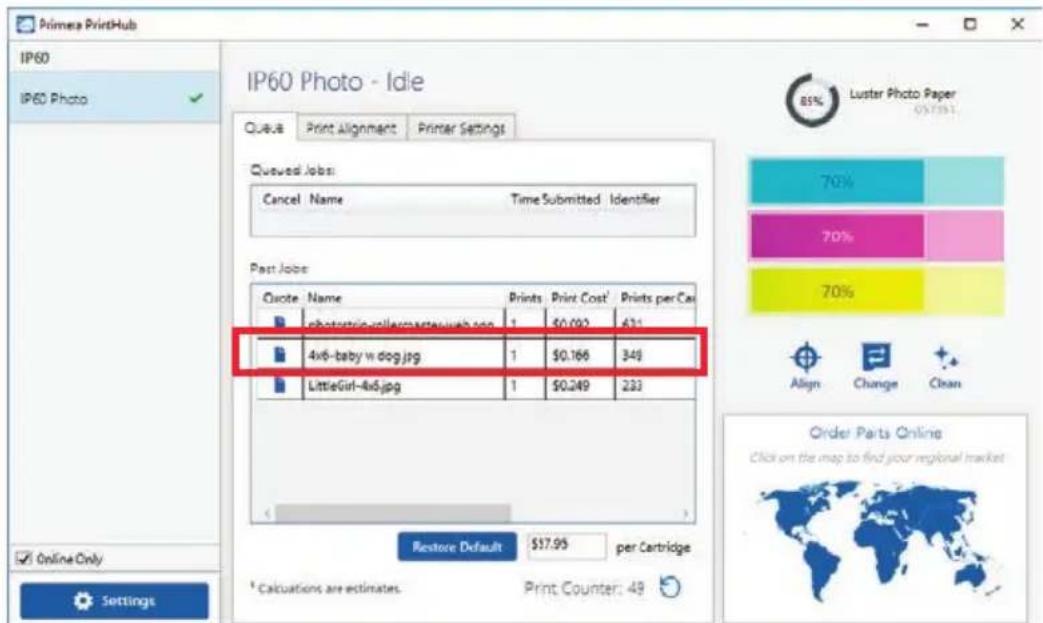 PRIMERA Impressa IP60 - USING THE COST ESTIMATOR - 1