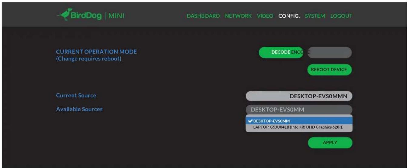 BirdDog Mini - Changing back to NDI Encode operation - 1