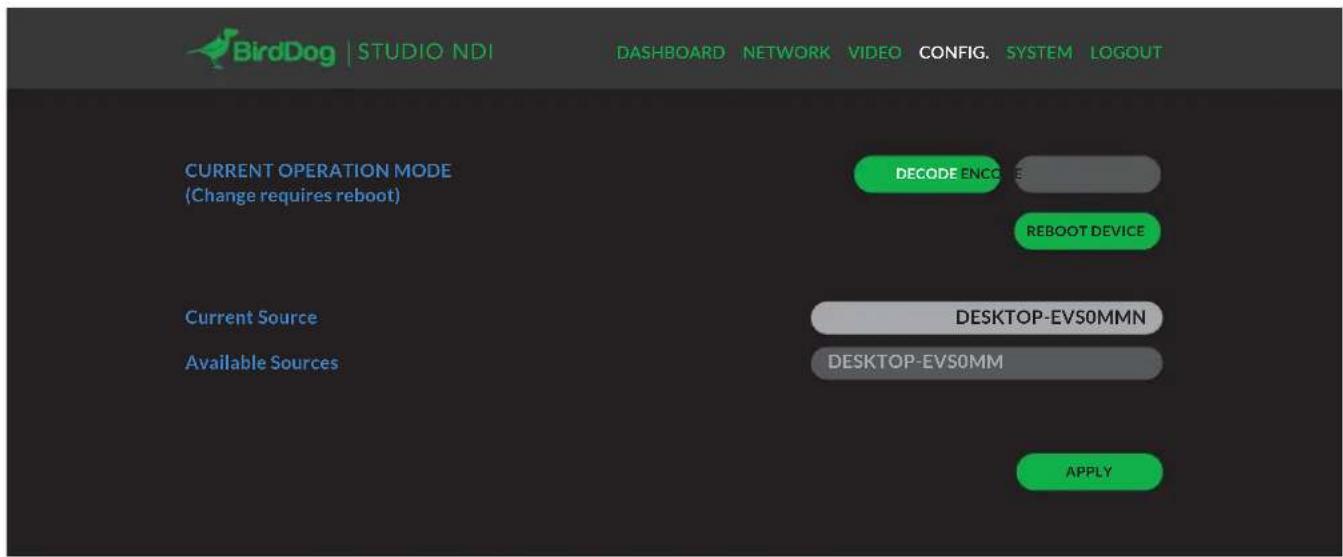 BirdDog Studio NDI - Selecting an NDI source to decode - 1