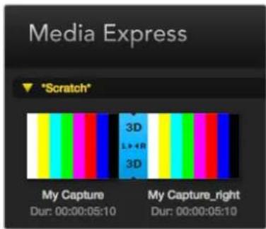 Media Express "Scratch" My Capture Dur: 00:00:05:10 3D L++R 3D My Capture_right Dur: 00:00:05:10