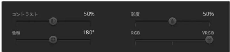 コントラスト 50% 色相 180° 彩度 50% RGB YRGB