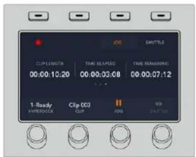 JOG SHUTTLE CLIP LENGTH 00:00:10:20 TIME SLAPPED 00:00:03:08 TIME REMAINING 00:00:07:12 1:Ready HYPERODECK Clip 003 CLIP JOG DATA