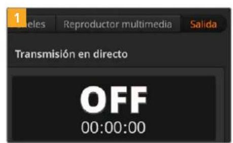 1 Bleles Reproductor multimedia Salida Transmisión en directo OFF 00:00:00