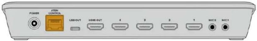 POWER ATEM CONTROL USB OUT HDMI OUT 4 3 2 1 MIC 2 MIC 1