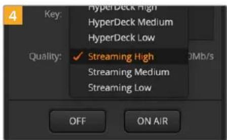 Key: HyperDeck High HyperDeck Medium HyperDeck Low Quality: ✓ Streaming High Streaming Medium Streaming Low OFF ON AIR