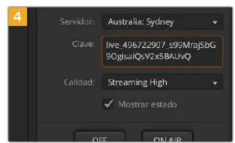 Servidor: Australia: Sydney Clave: live_496722907_s99MrajSbG 90gjsalQsV2x5BAUvQ Calidad: Streaming High ✓ Mostrar estado OFF ON AIR
