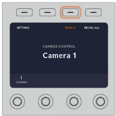SETTINGS BANK A RECALL ALL CAMERA CONTROL Camera 1 1 CAMERA