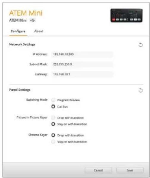 Blackmagic Design ATEM 2 - Configuración de ajustes de red en el modelo ATEM Mini - 1