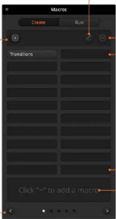 Macros Create Run Transitions Click "+" to add a macro
