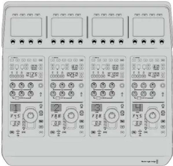Front panel of a control panel with multiple dials, buttons, and dials labeled with values like 0.0, 6.0, and 125.
